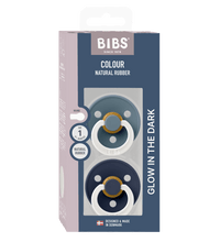 2 бр. Биберони BIBS COLOUR Petrol GLOW/Deep Space GLOW, 0-6 месеца