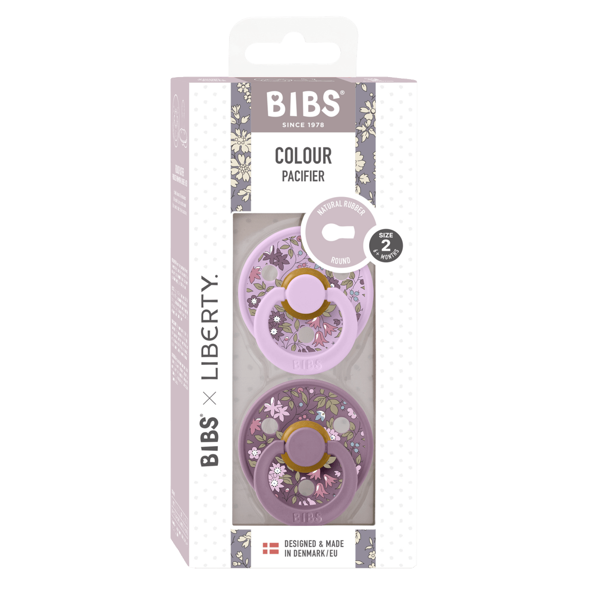 2 бр. Биберони BIBS Liberty COLOUR Chamomile Lawn - Violet Sky Mix, 0-6 месеца