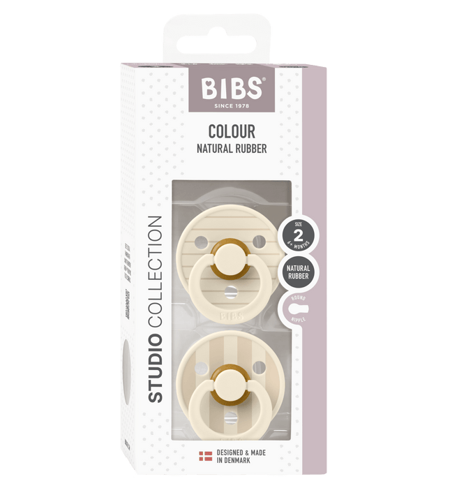 2 бр. Биберони BIBS Studio COLOUR Pin, Ivory Vanilla Mix, 6-18 месеца