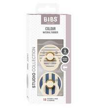 2 бр. Биберони BIBS Studio COLOUR Pin, Ivory Steel Blue Mix, 6-18 месеца