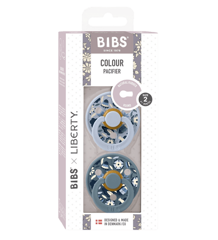 2 бр. Биберони BIBS Liberty COLOUR Bobo Dusty Blue, 6-18 месеца