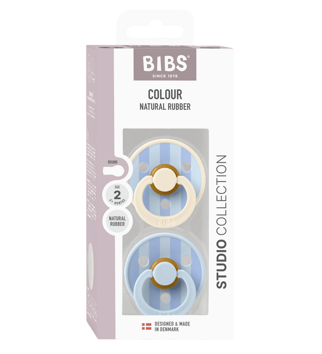 2 бр. Биберони BIBS Studio COLOUR Block, Baby Blue Dusty Blue Mix, 0-6 месеца