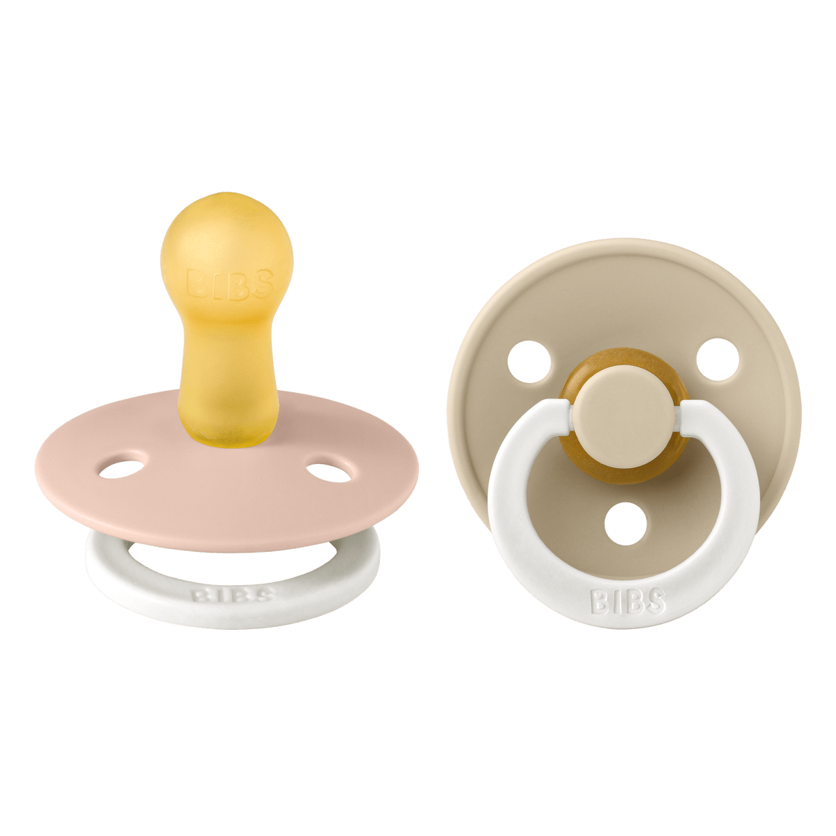 2 бр. Биберони BIBS COLOUR, Blush GLOW/Vanilla GLOW, 0-6 месеца