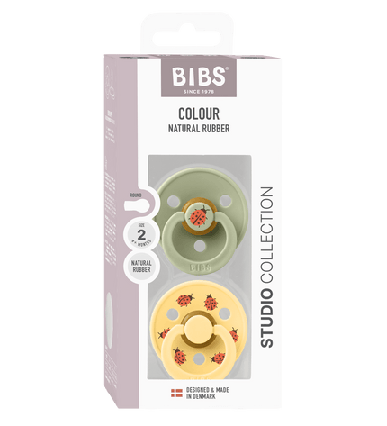 2 бр. Биберони BIBS Studio COLOUR, Ladybug/Sage, 0-6 месеца