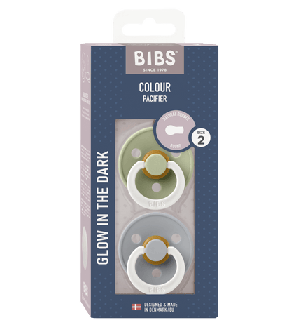 2 бр. Биберони BIBS COLOUR, Sage GLOW/Cloud GLOW, 6-18 месеца