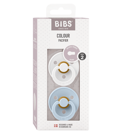 2 бр. Биберони BIBS COLOUR White/Baby Blue 6-18 месеца