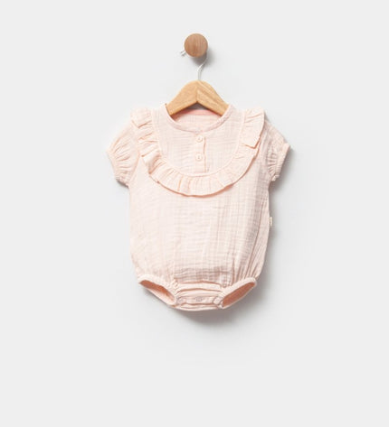 Бебешко муселиново боди с голяма якичка - корал