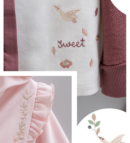 Бебешки ватиран комплект от 3 части ,,Sweet'' - розов