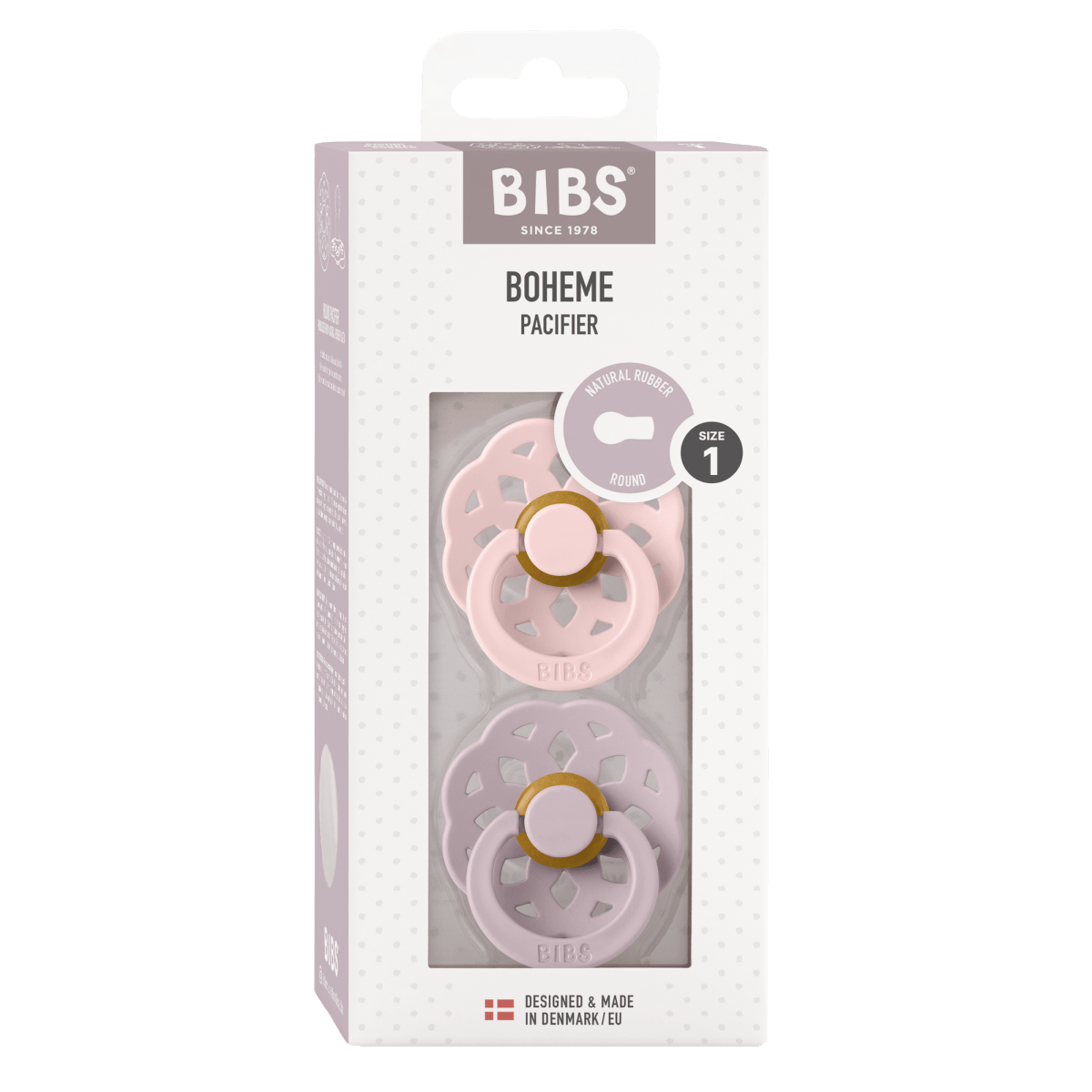 2 бр. Биберони BIBS Boheme, Blossom/Dusky Lilac, 6-18 месеца