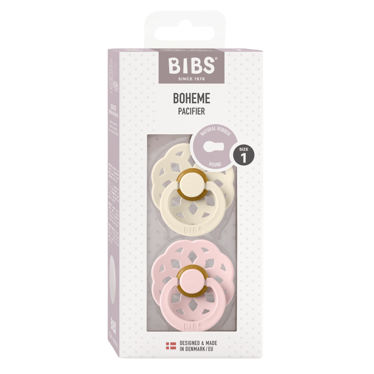 2 бр. Биберони BIBS Boheme, Ivory/Blossom, 6-18 месеца