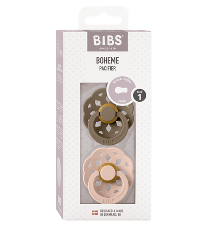 2 бр. Биберони BIBS Boheme, Dark Oak/Blush, 0-6 месеца