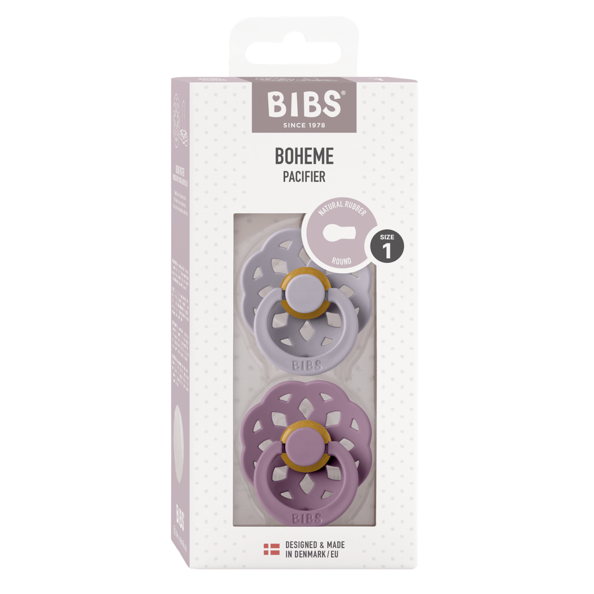 2 бр. Биберони BIBS Boheme, Fossil Grey/Mauve, 0-6 месеца