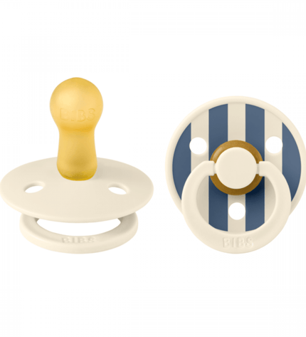 2 бр. Биберони BIBS Studio COLOUR Pin, Ivory Steel Blue Mix, 6-18 месеца