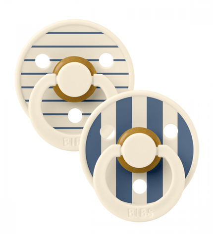 2 бр. Биберони BIBS Studio COLOUR Pin, Ivory Steel Blue Mix, 6-18 месеца
