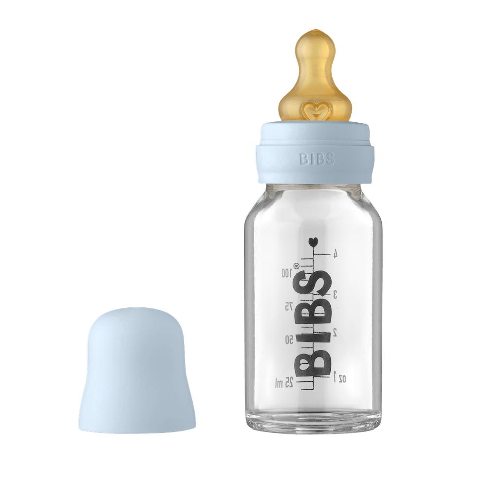 Комплект със Стъклена Бутилка BIBS Baby Blue 110мл