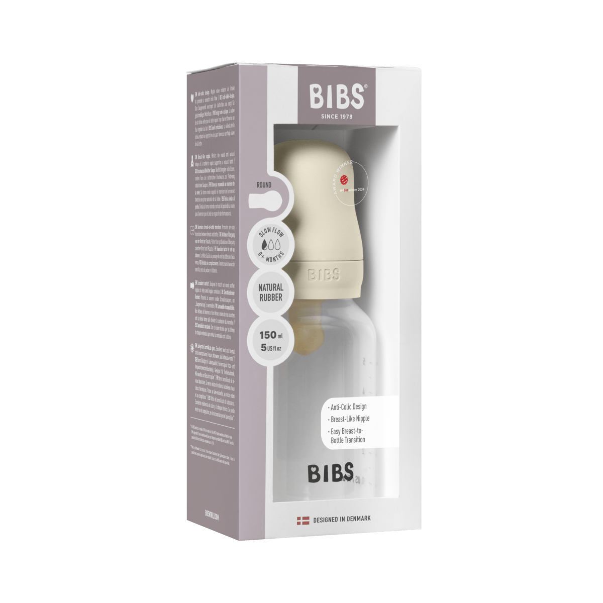 Комплект със Стъклена Бутилка BIBS Ivory 110мл