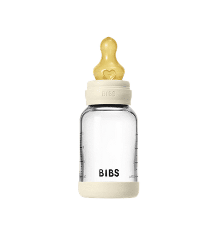 Бебешка Стъклена Бутилка BIBS Ivory 120мл Каучук Бавен Поток