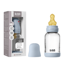 Бебешка Стъклена Бутилка BIBS Baby Blue 120мл Каучук Бавен Поток