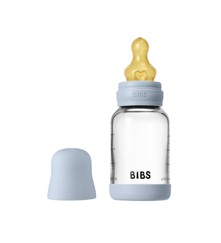 Бебешка Стъклена Бутилка BIBS Baby Blue 120мл Каучук Бавен Поток