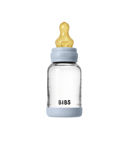 Бебешка Стъклена Бутилка BIBS Baby Blue 120мл Каучук Бавен Поток