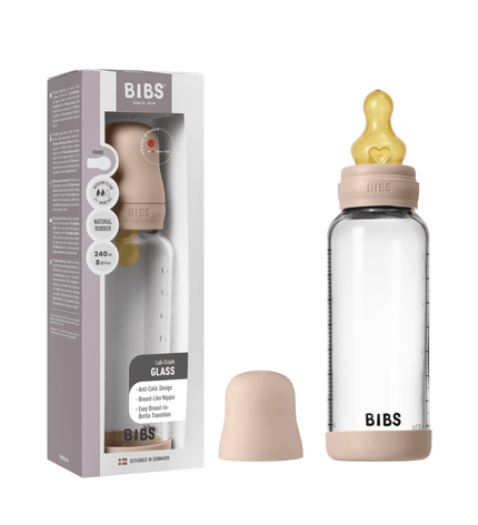 Бебешка Стъклена Бутилка BIBS Blush 240мл Каучук Среден Поток