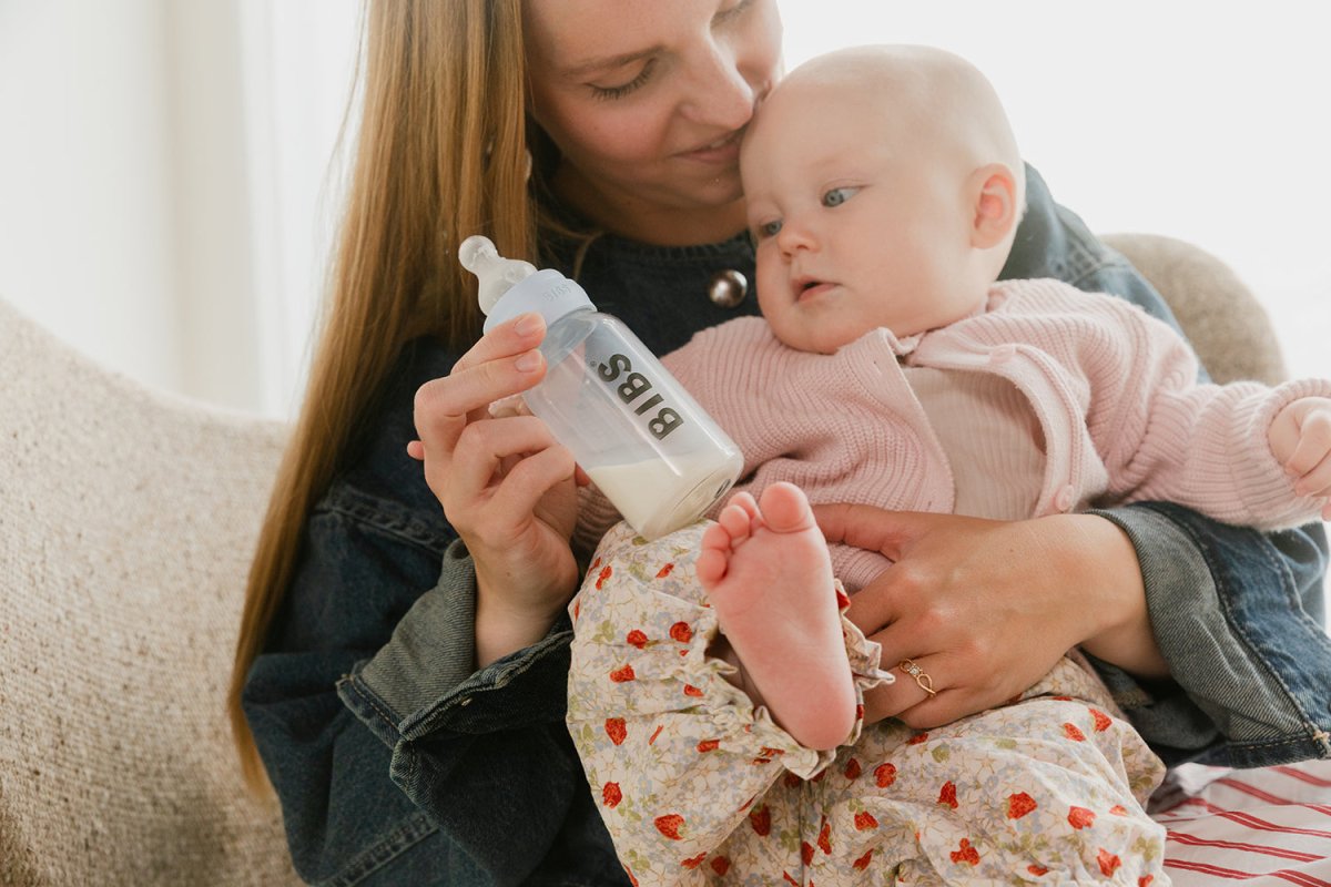 Комплект със Стъклена Бутилка BIBS Baby Blue 110мл