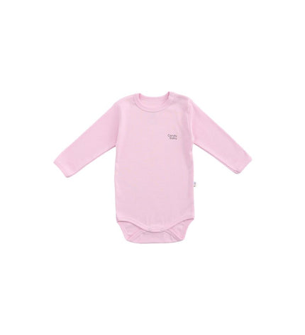 Бебешко боди с раменно закопчаване и дълъг ръкав - светлорозов