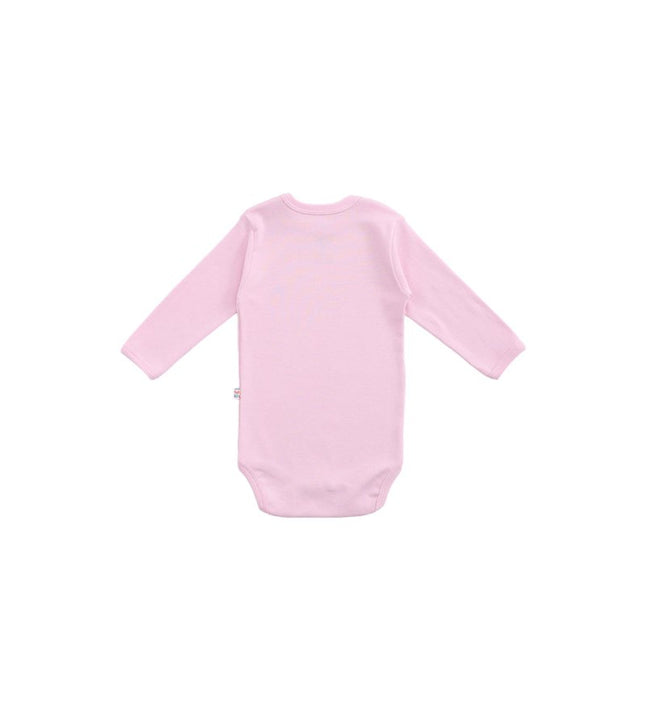 Бебешко боди с раменно закопчаване и дълъг ръкав - светлорозов