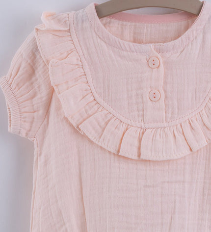 Бебешко муселиново боди с голяма якичка - корал