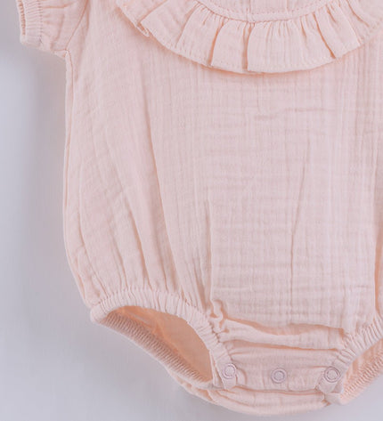 Бебешко муселиново боди с голяма якичка - корал