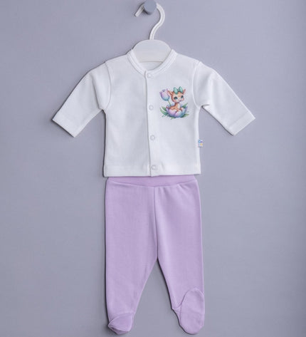 Бебешки комплект от 2 части „Жирафче с цветя“