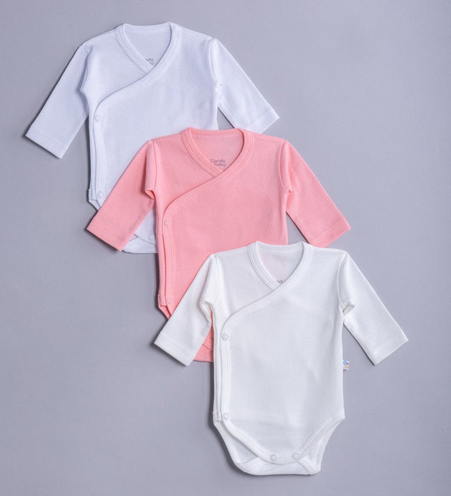 Бебешко боди комплект с дълъг ръкав - прегърни ме - бял, корал, шампан