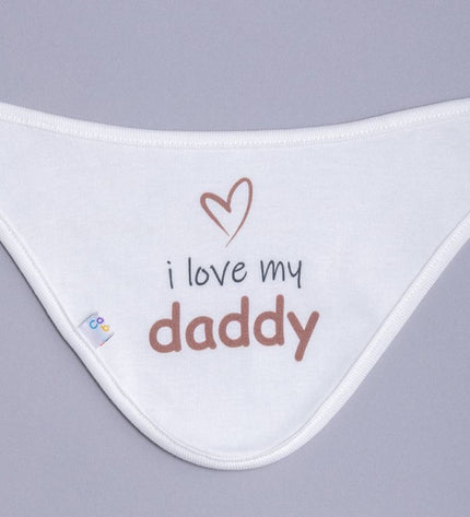 Бебешка двупластова бандана ,, Обичам мама и тате''