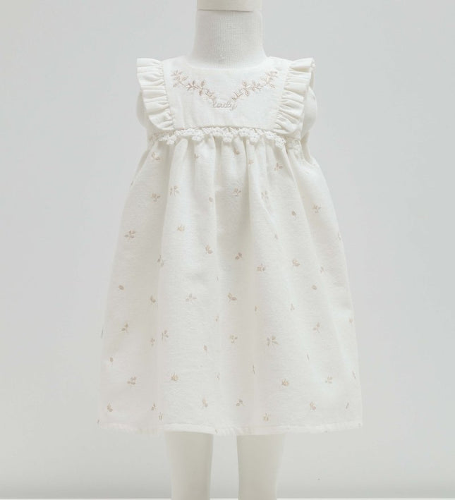 Бебешка рокля с бродерия "Lady" - шампан