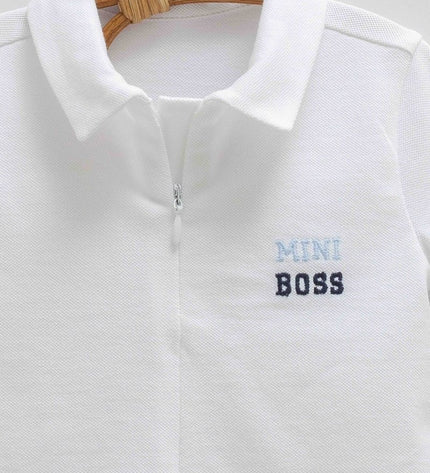 Бебешки комплект от 2 части "Mini boss" - бял